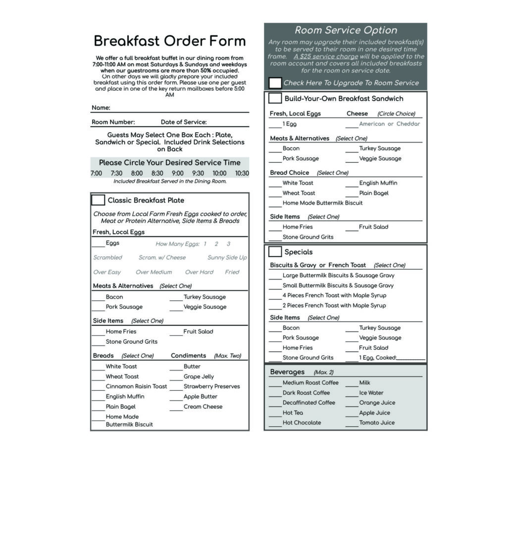Tuggles Gap Breakfast Order Form